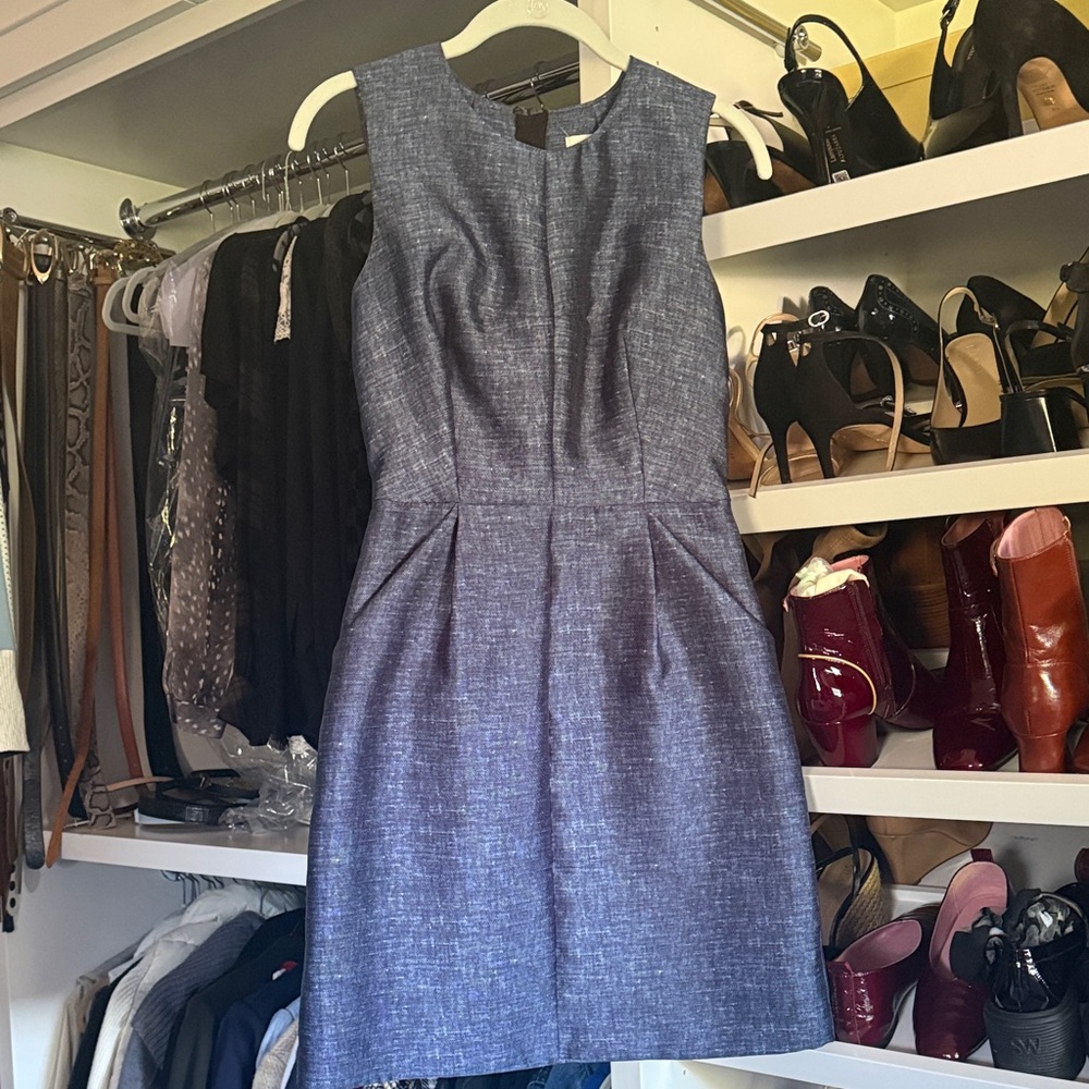 Milly Sleeveless Sheath Dress in Heathered Blue